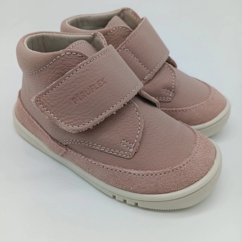 botin Piruflex en piel combinada rosa