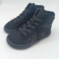 Botin respetuoso Coqueflex negro con glitter