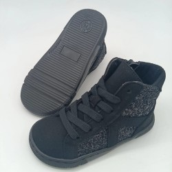 Botin respetuoso Coqueflex negro con glitter