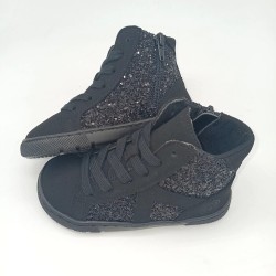 Botin respetuoso Coqueflex negro con glitter