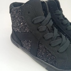 Botin respetuoso Coqueflex negro con glitter