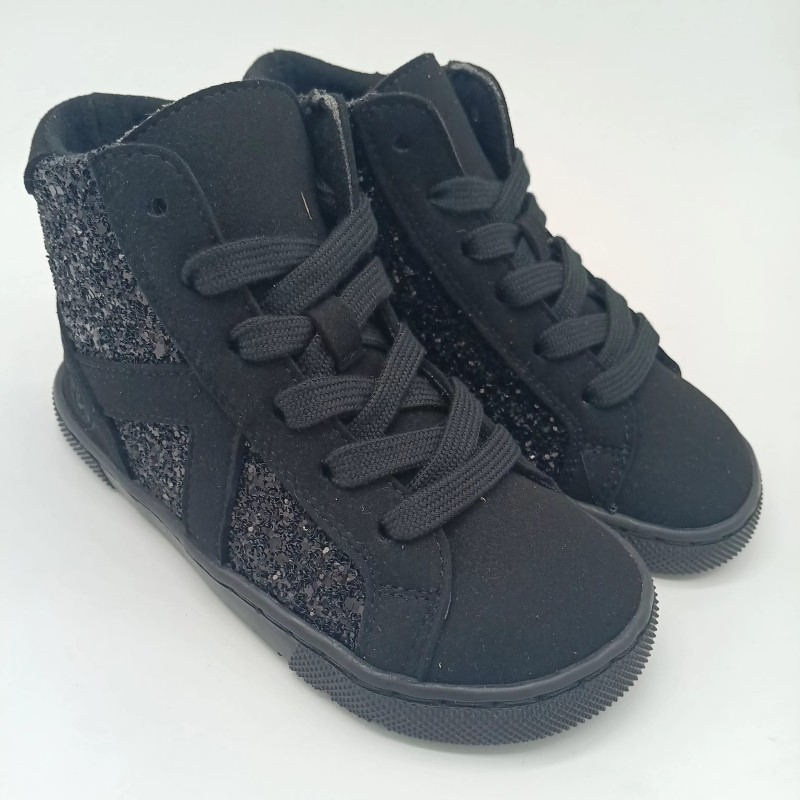 Botin respetuoso Coqueflex negro con glitter