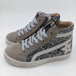 Zapatilla de piel Silver en tonos gris
