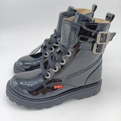 Bota kickers piel charol negro