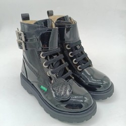 Bota kickers piel charol negro
