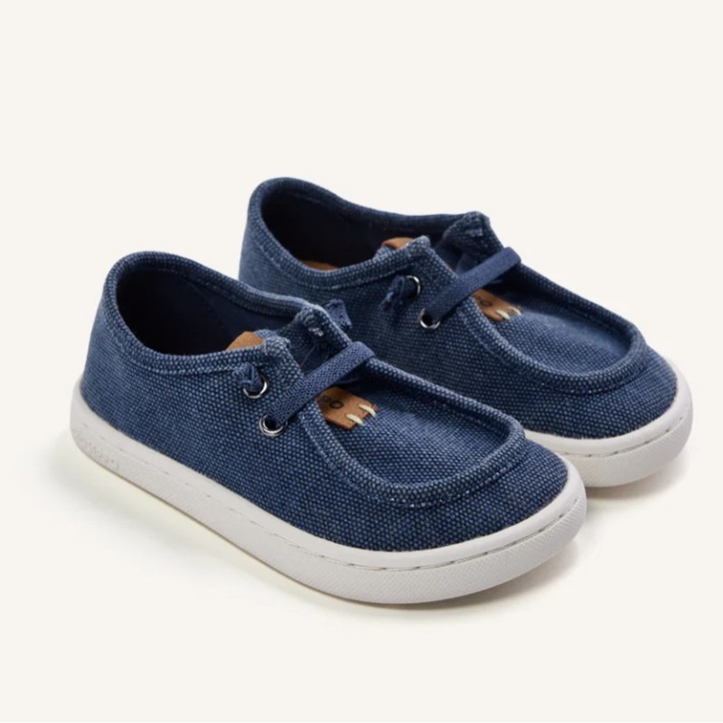 Mocasin tipo nautico respetuoso lino azul