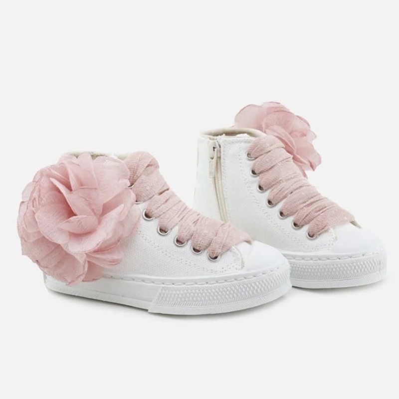 Bota lona Urban  flor en rosa