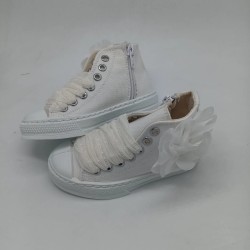 Bota lona Urban flor en blanco