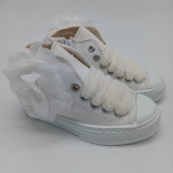 Bota lona Urban flor en blanco