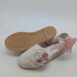 Alpargata ceremonia beige con rosa