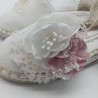Alpargata ceremonia beige con rosa