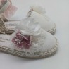 Alpargata ceremonia beige con rosa