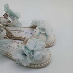 Alpargata ceremonia en beige y verde agua