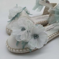 Alpargata ceremonia en beige y verde agua