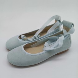 Bailarina lazo en ante verde agua