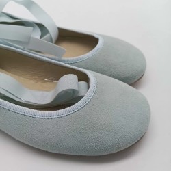 Bailarina lazo en ante verde agua