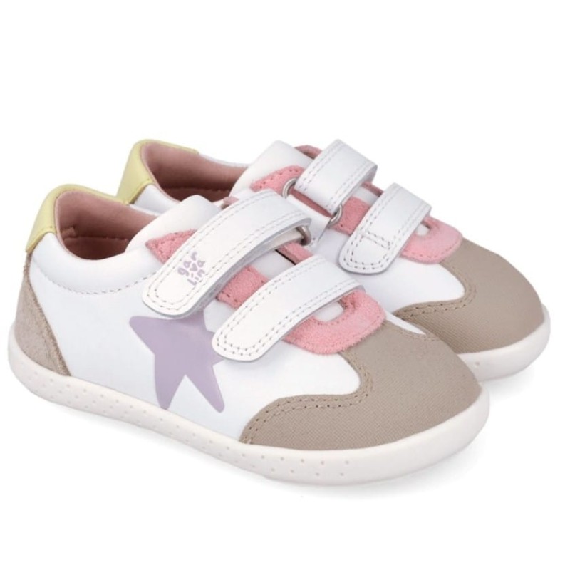 Zapatilla piel barefoot combinada