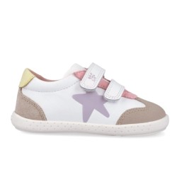 Zapatilla piel barefoot combinada