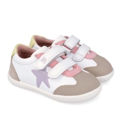 Zapatilla piel barefoot combinada