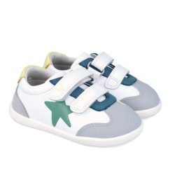 Zapatilla piel barefoot combinada