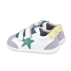 Zapatilla piel barefoot combinada