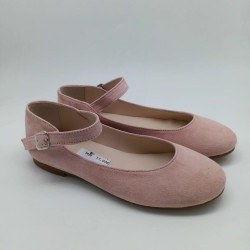 Mercedes hebilla en serraje rosa empolvado