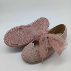 Bailarina de lino color rosa