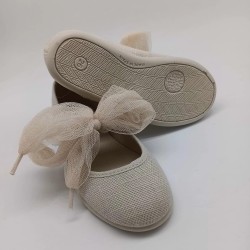 Bailarina de lino color beige