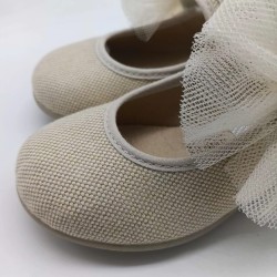 Mercedita lino beige con lazo