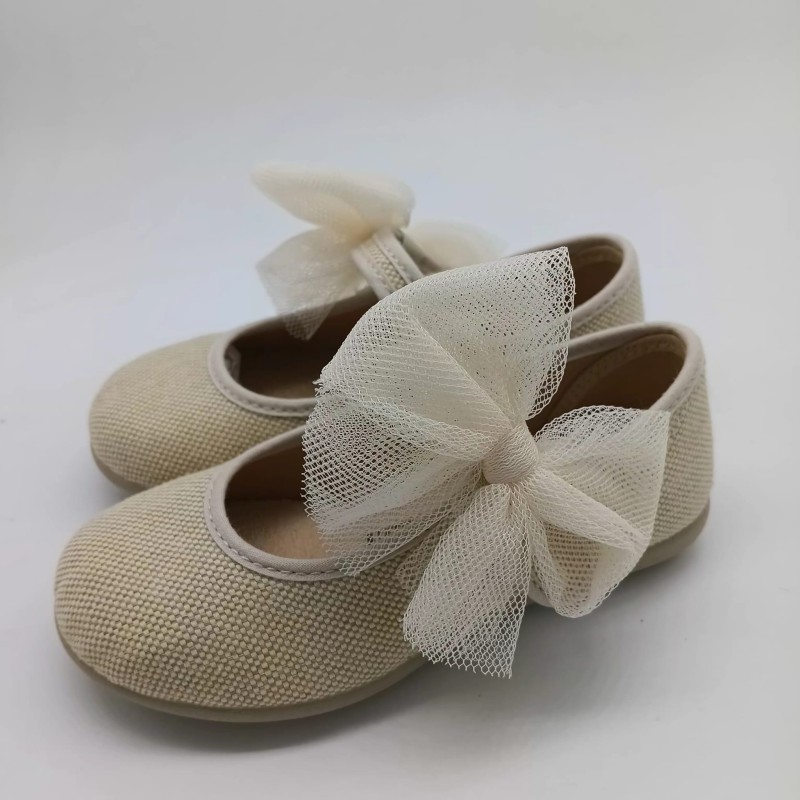 Mercedita lino beige con lazo