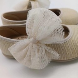 Mercedita lino beige con lazo