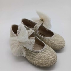 Mercedita lino beige con lazo