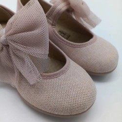 Mercedita lino rosa con lazo