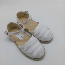 Alpargata lino blanco lazo al tono