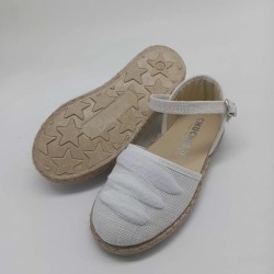 Alpargata lino blanco lazo al tono