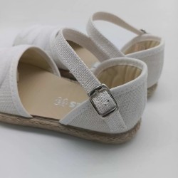 Alpargata lino blanco lazo al tono