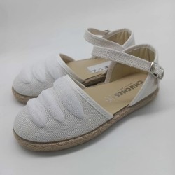 Alpargata lino blanco lazo...