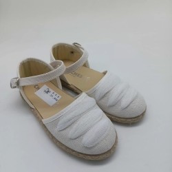 Alpargata lino blanco lazo al tono