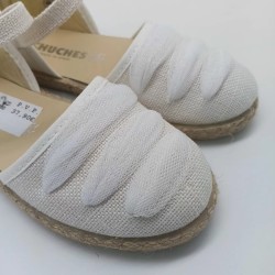 Alpargata lino blanco lazo al tono