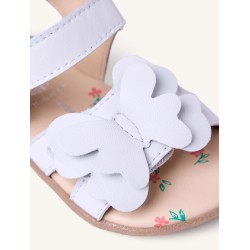 Sandalia Barefoot piel blanca con mariposa