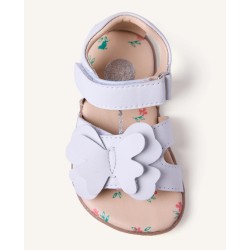 Sandalia Barefoot piel blanca con mariposa