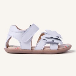 Sandalia Barefoot piel blanca con mariposa