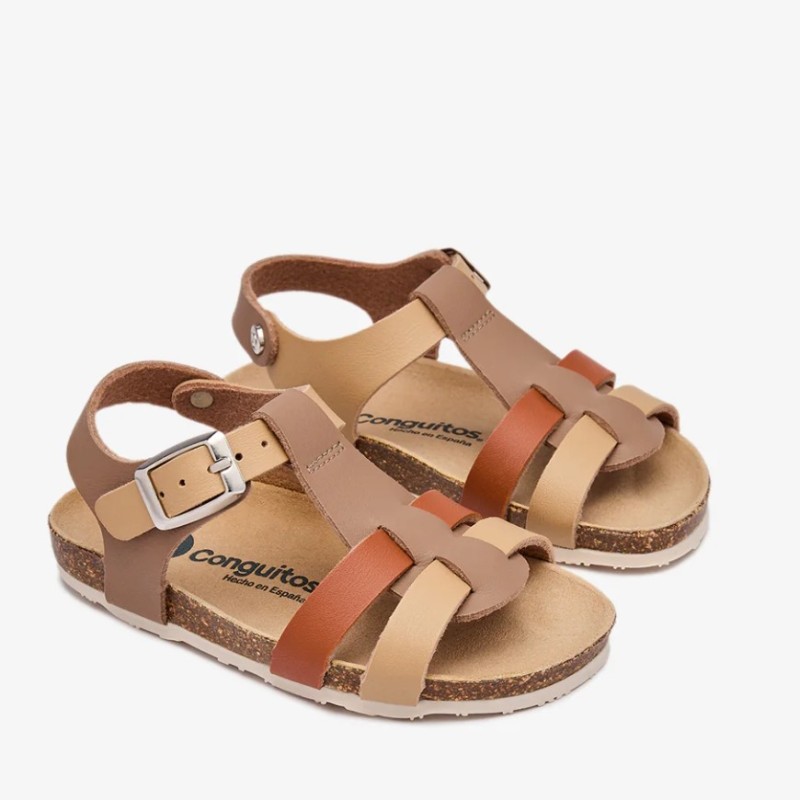 Sandalia Bio tiras multi marrón