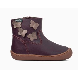 Botin Barefoot en piel burdeos mariposa