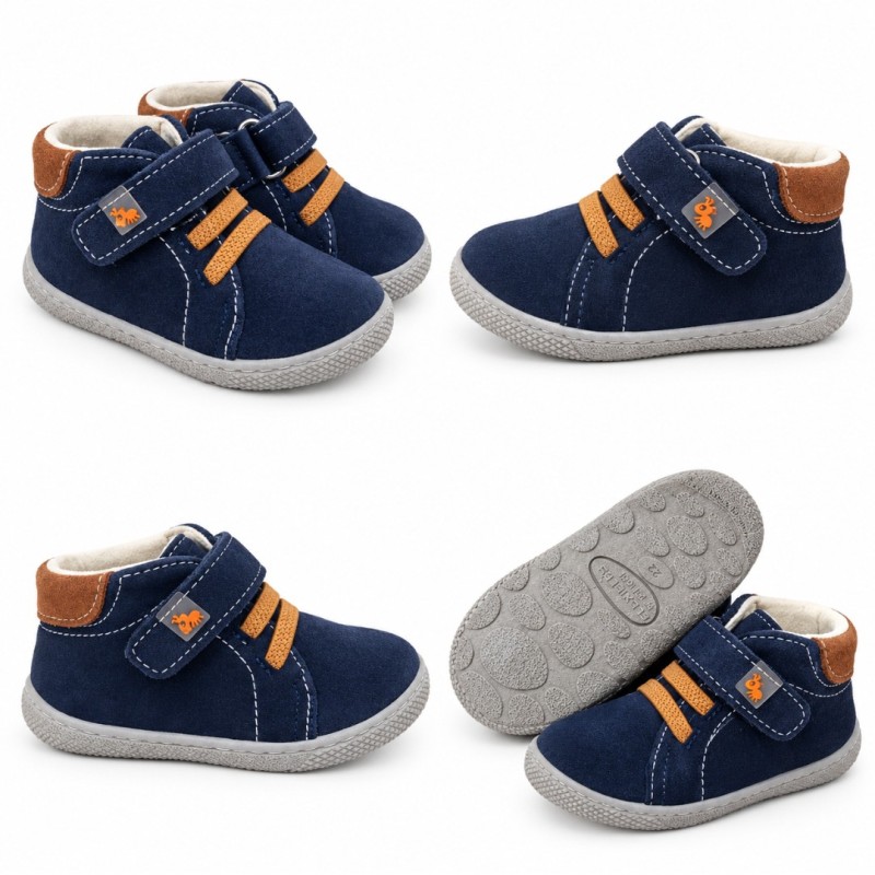 Botin Barefoot elasticos en serraje azul marino