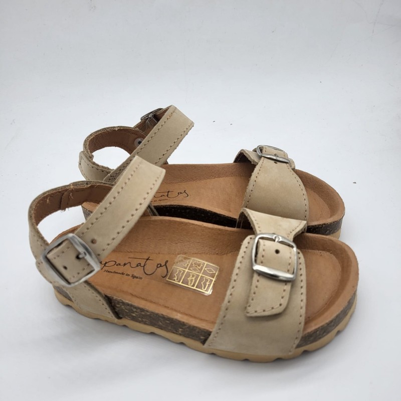 Sandalia bio vaqueta nobuck camel