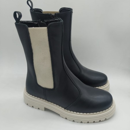 Bota combinada negro y blanco
