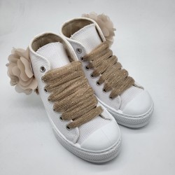 Bota lona Urban flor blanco plumetti