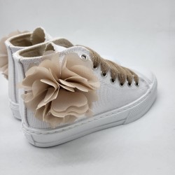 Bota lona Urban flor blanco plumetti