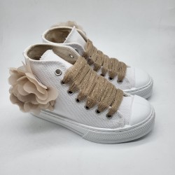 Bota lona Urban flor blanco...